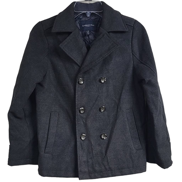 London Fog Other - LONDON FOG Big Boy 10/12 Double Breasted Faux Wool Pea Coat Charcoal Grey Winter